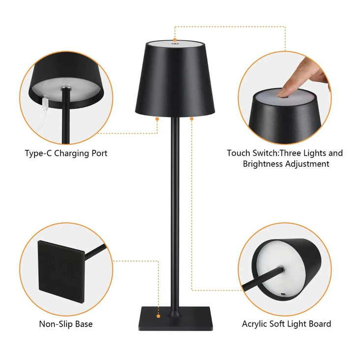 Trådlös Bordslampa med Beröringskontroll och USB-laddning
