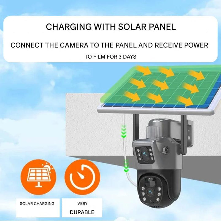 Trådlöst 4K Sikkerhetskamera med Solcellepanel för Hem och Trädgård