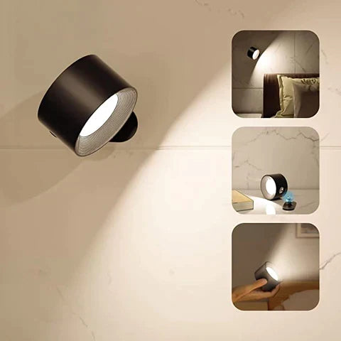 360° Vägglampa - USB Uppladdningsbar | Trådlös &amp; Enkel att Montera