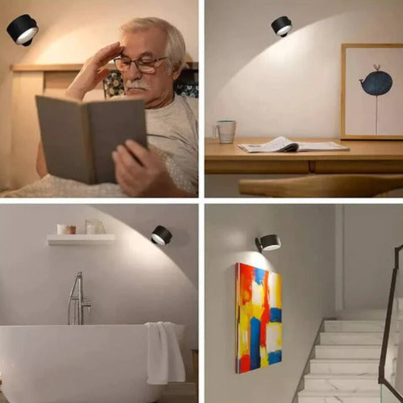 360° Vägglampa - USB Uppladdningsbar | Trådlös &amp; Enkel att Montera