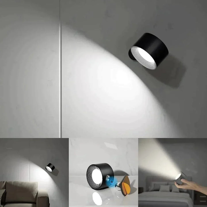 360° Vägglampa - USB Uppladdningsbar | Trådlös &amp; Enkel att Montera