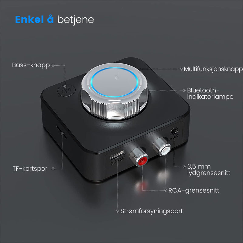 Bluetooth 5.0 Audio RCA-mottaker - Trådlös Musikkstreaming