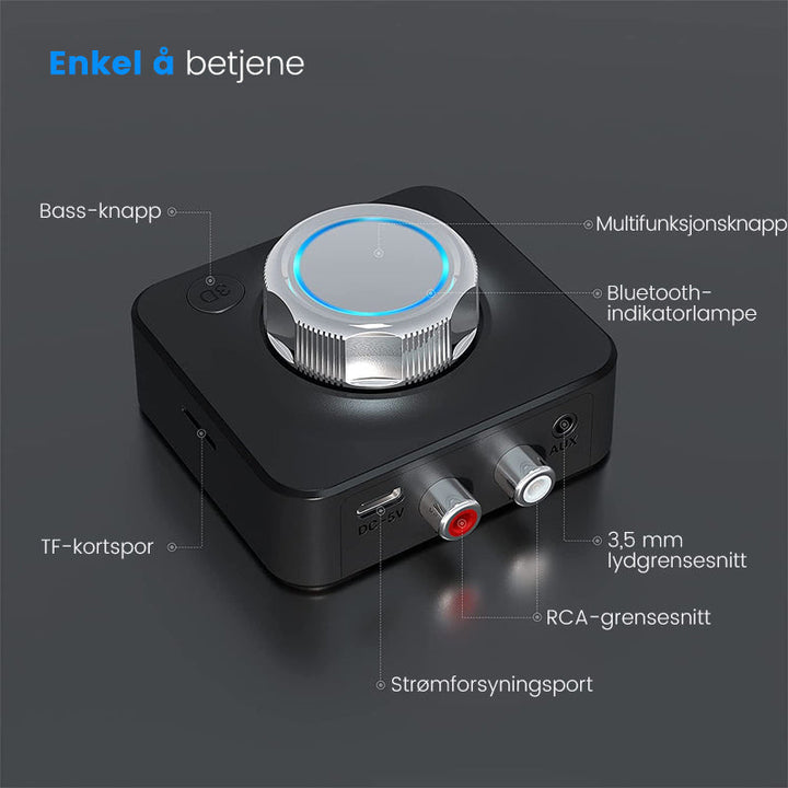 Bluetooth 5.0 Audio RCA-mottaker - Trådlös Musikkstreaming