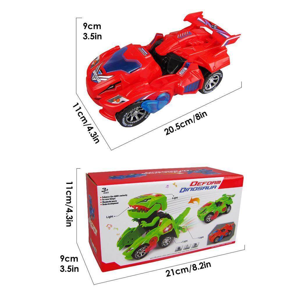 Transformerende Dinosaurbil med LED-ljus för Barn