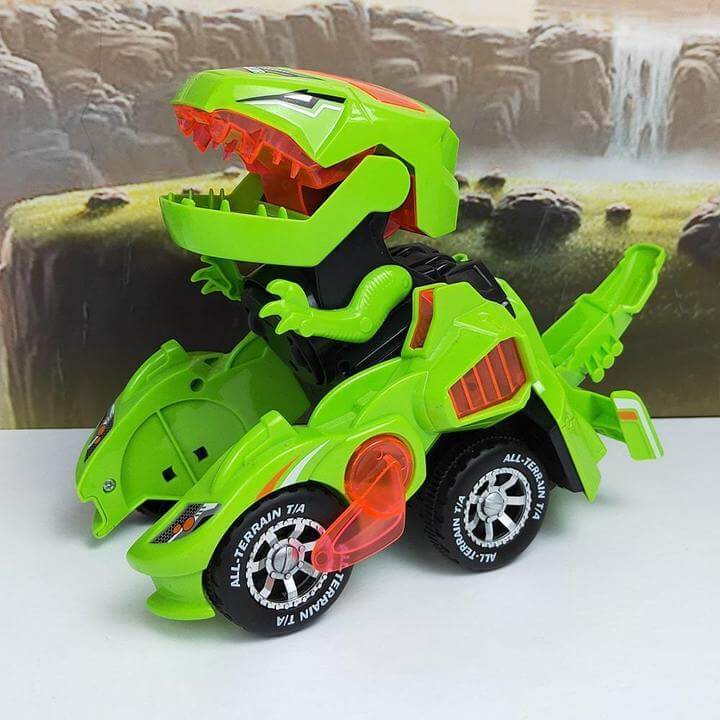 Transformerende Dinosaurbil med LED-ljus för Barn