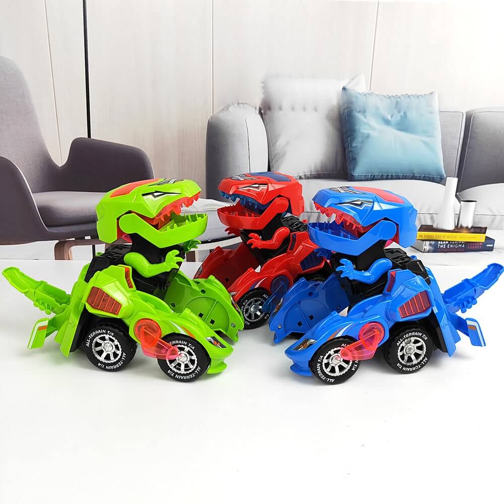 Transformerende Dinosaurbil med LED-ljus för Barn