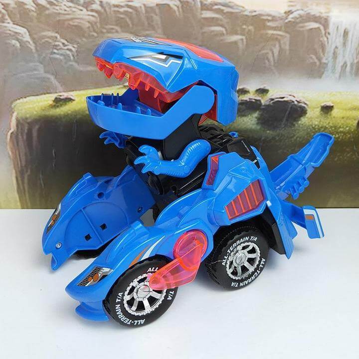 Transformerende Dinosaurbil med LED-ljus för Barn