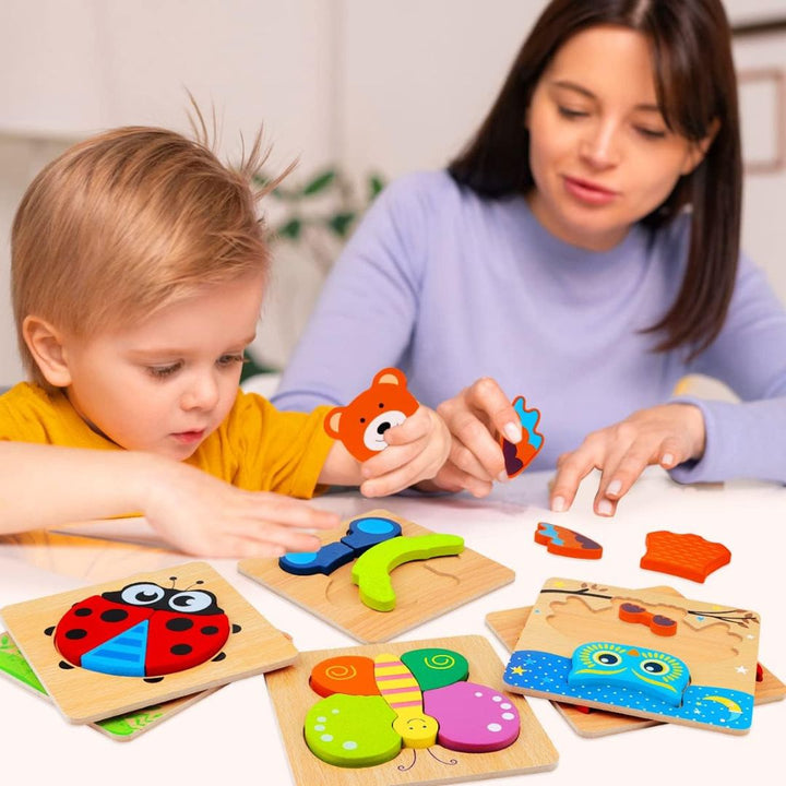Trebarnepussel - Dyretema | Montessori-inspirert - 6-pakning