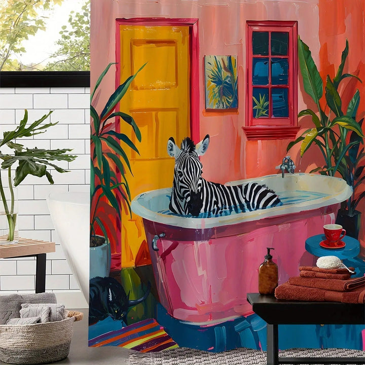 Tropisk Zebra Dusjforheng – Förvandla Baderommet Med Stil