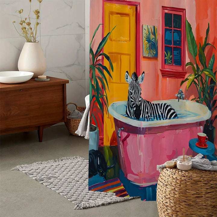 Tropisk Zebra Dusjforheng – Förvandla Baderommet Med Stil