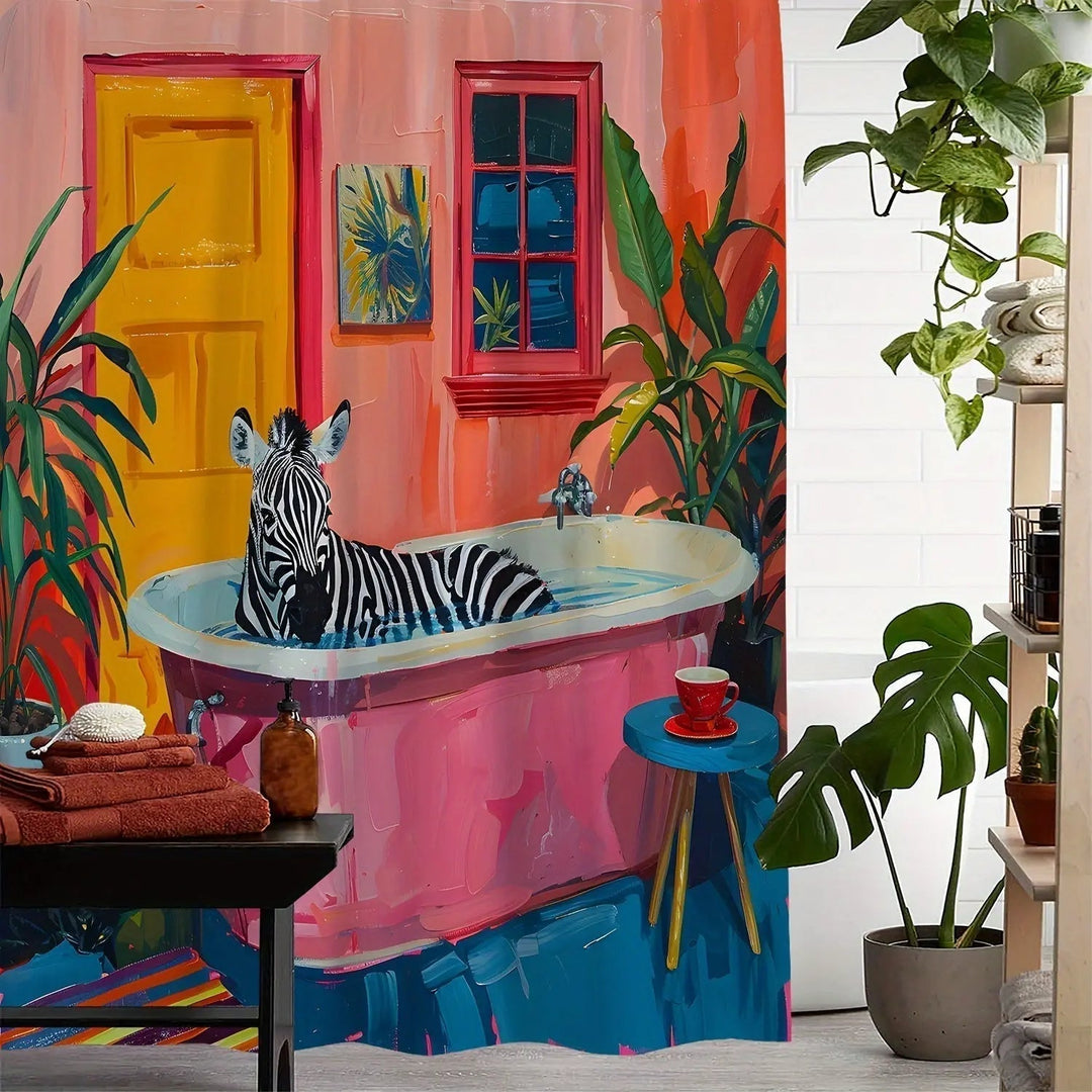 Tropisk Zebra Dusjforheng – Förvandla Baderommet Med Stil