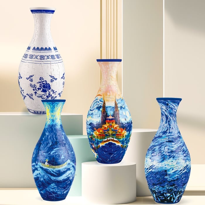 3D Puslespillvase för Hemmet – Unik och Kreativ Blomdekorasjon