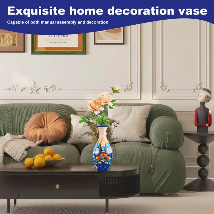 3D Puslespillvase för Hemmet – Unik och Kreativ Blomdekorasjon