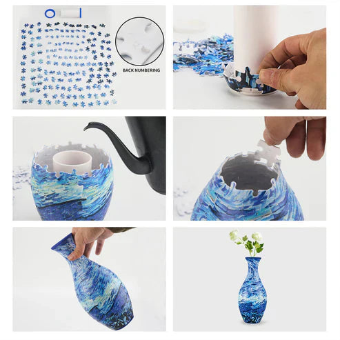 3D Puslespillvase för Hemmet – Unik och Kreativ Blomdekorasjon