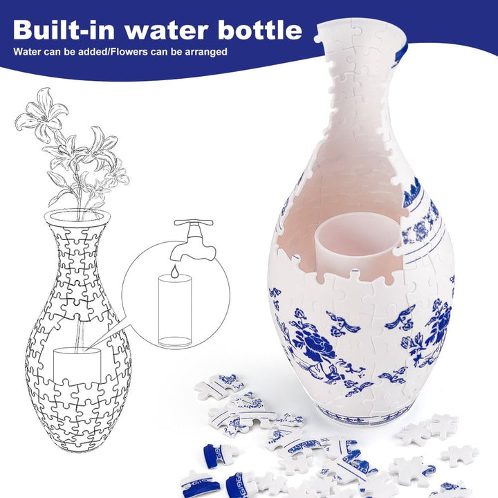 3D Puslespillvase för Hemmet – Unik och Kreativ Blomdekorasjon
