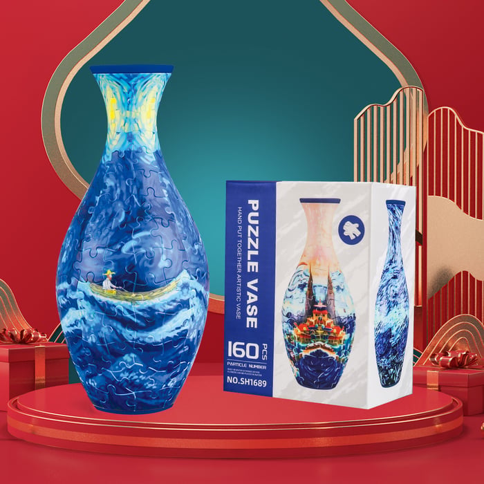 3D Puslespillvase för Hemmet – Unik och Kreativ Blomdekorasjon