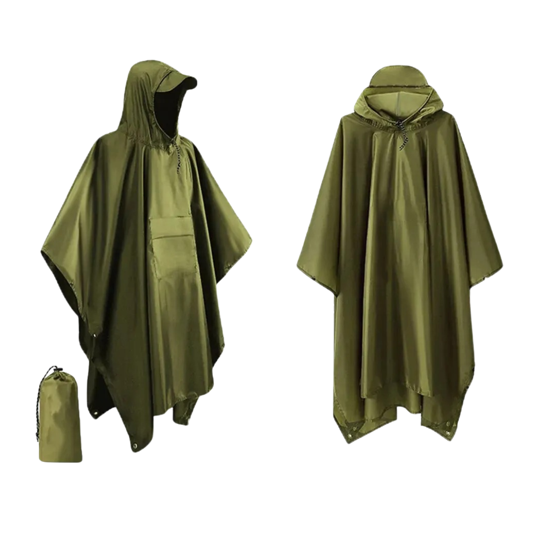 Unisex 3-i-1 Regnfrakk – Vattentät Poncho för Fottur och Camping