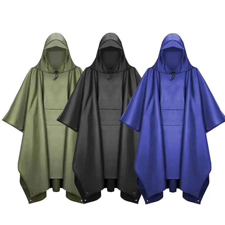 Unisex 3-i-1 Regnfrakk – Vattentät Poncho för Fottur och Camping