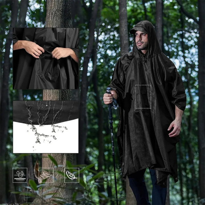 Unisex 3-i-1 Regnfrakk – Vattentät Poncho för Fottur och Camping