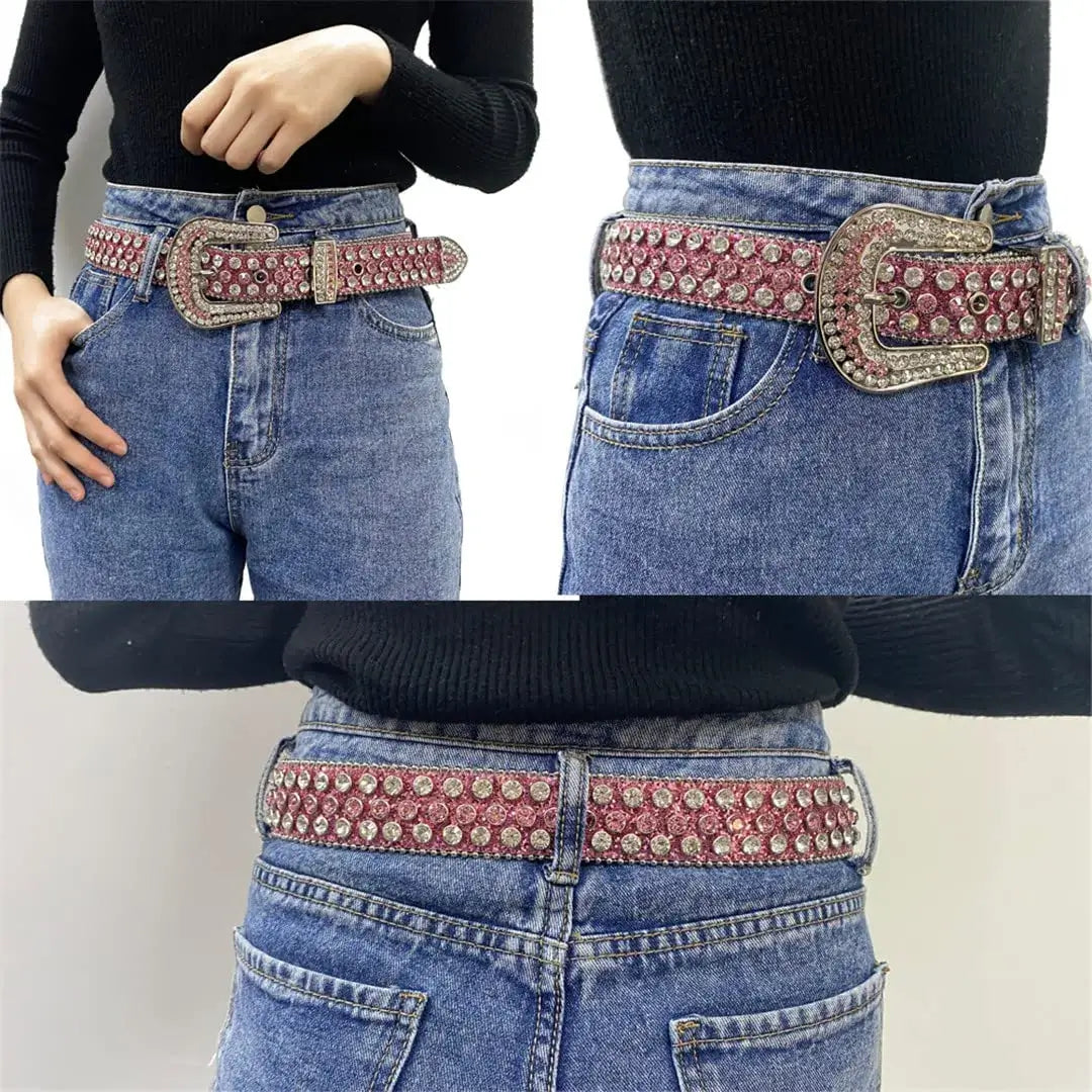Unisex Diamantbelte med Rhinestones – Glittrande Stil