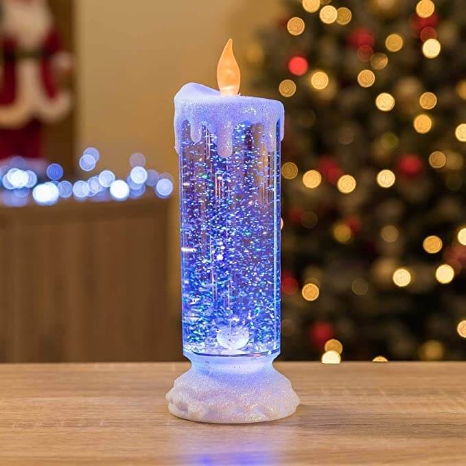 Unisex Lysende LED-Stearinlys i Krystallglass med Färgskiftende Glitter