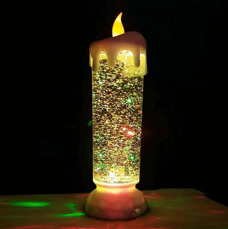 Unisex Lysende LED-Stearinlys i Krystallglass med Färgskiftende Glitter