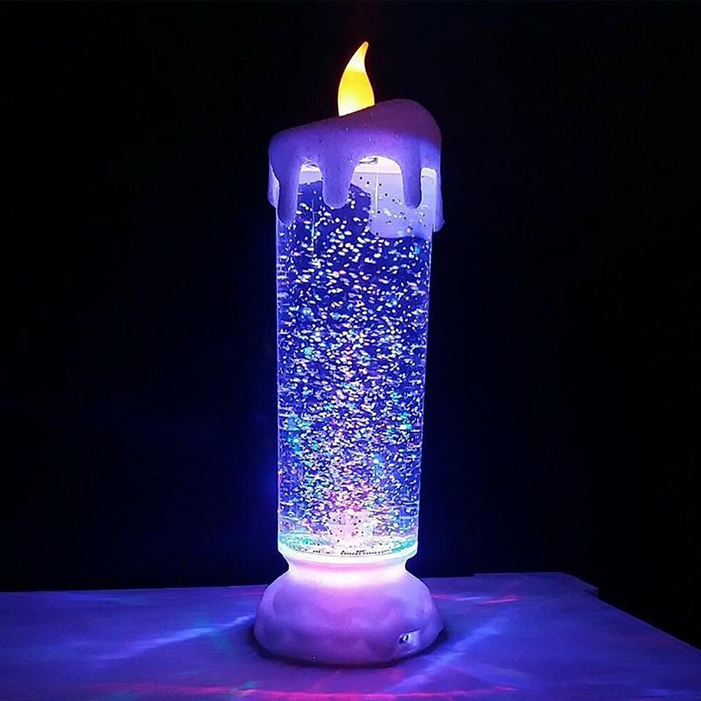 Unisex Lysende LED-Stearinlys i Krystallglass med Färgskiftende Glitter