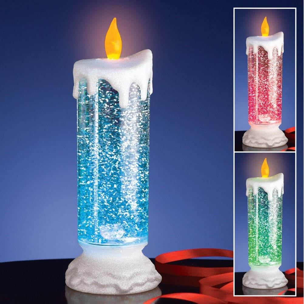 Unisex Lysende LED-Stearinlys i Krystallglass med Färgskiftende Glitter