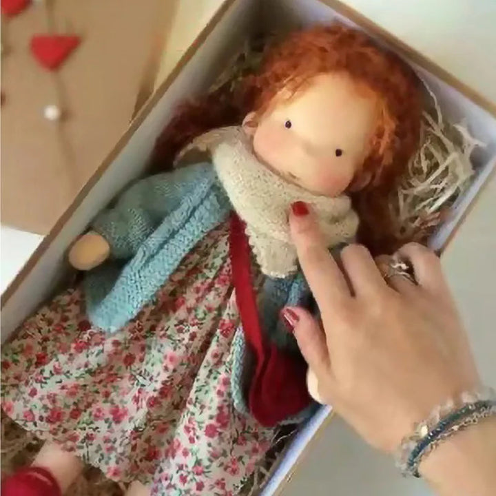 Unisex Håndlaget Waldorf-inspirert Plysjdukke