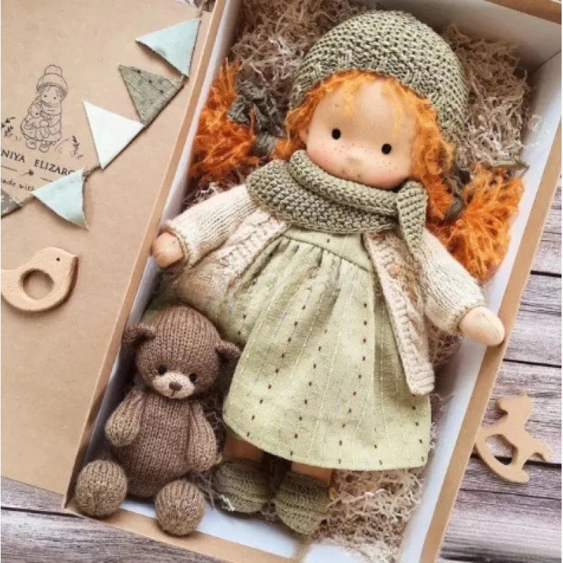 Unisex Håndlaget Waldorf-inspirert Plysjdukke