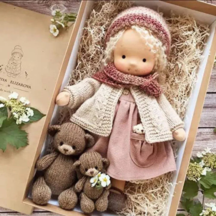 Unisex Håndlaget Waldorf-inspirert Plysjdukke