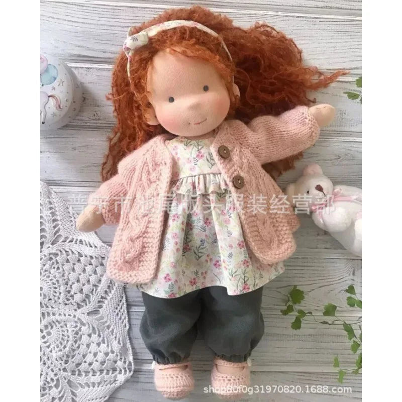Unisex Håndlaget Waldorf-inspirert Plysjdukke