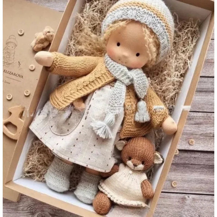 Unisex Håndlaget Waldorf-inspirert Plysjdukke