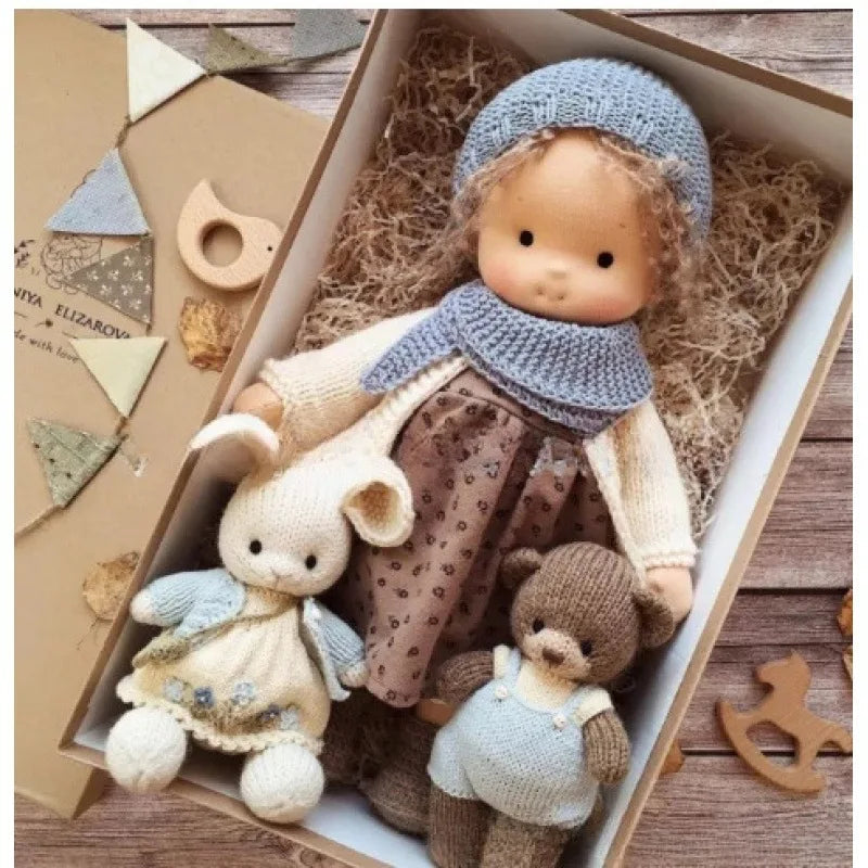 Unisex Håndlaget Waldorf-inspirert Plysjdukke
