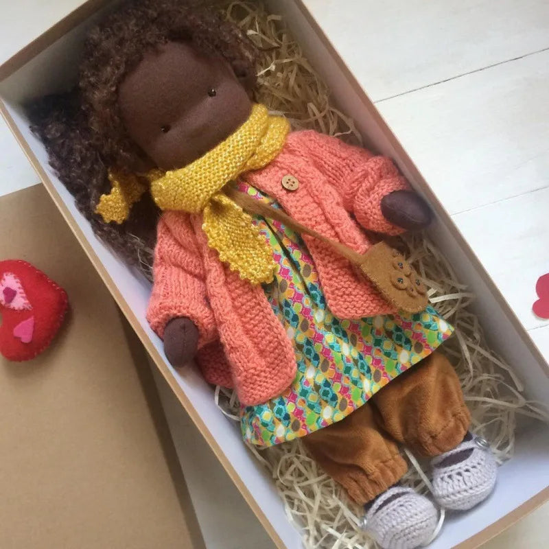 Unisex Håndlaget Waldorf-inspirert Plysjdukke