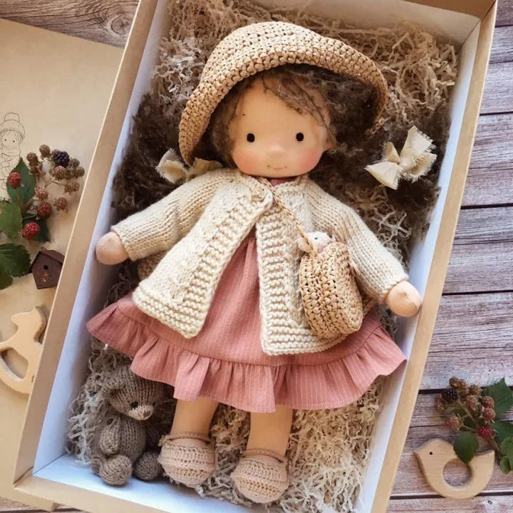 Unisex Håndlaget Waldorf-inspirert Plysjdukke