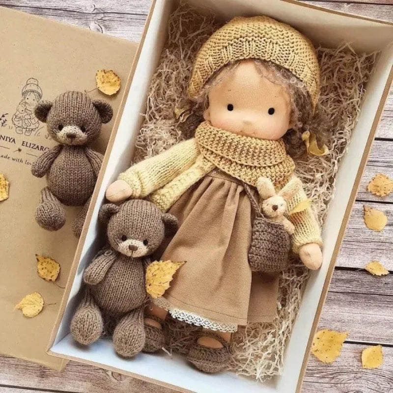 Unisex Håndlaget Waldorf-inspirert Plysjdukke