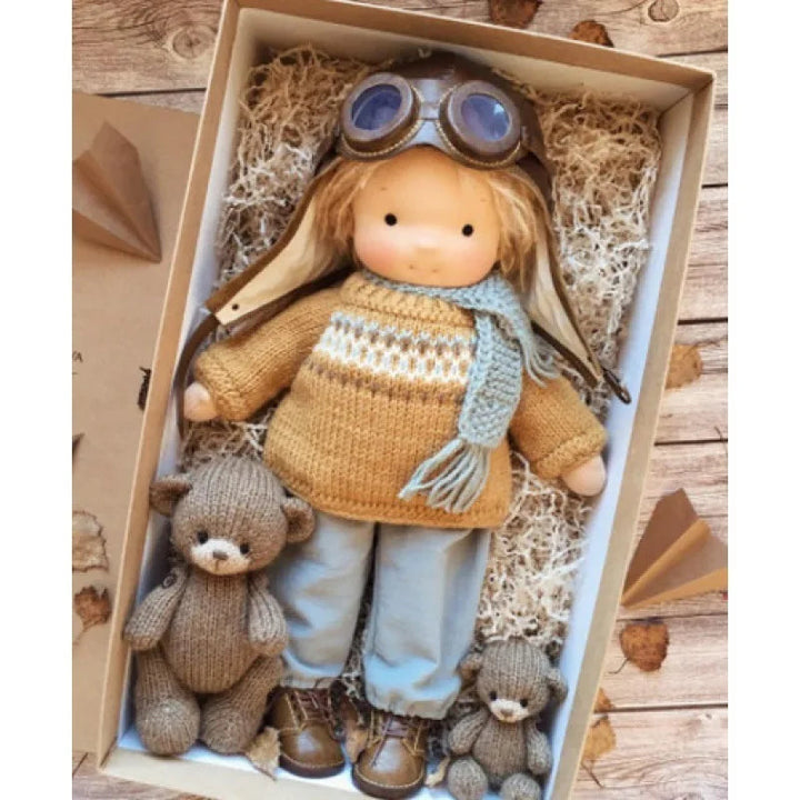 Unisex Håndlaget Waldorf-inspirert Plysjdukke