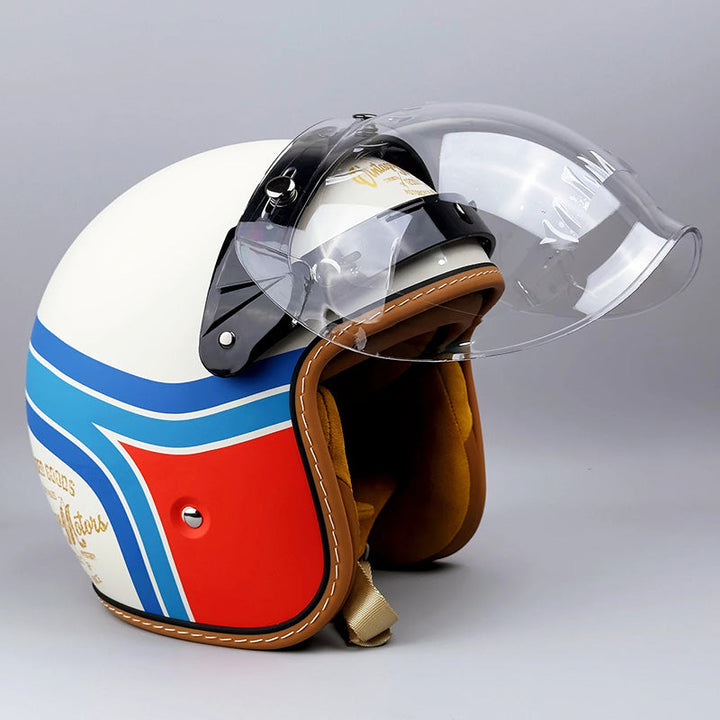 Unisex Motorsykkelhjelm Klassisk Stil Med Visirer