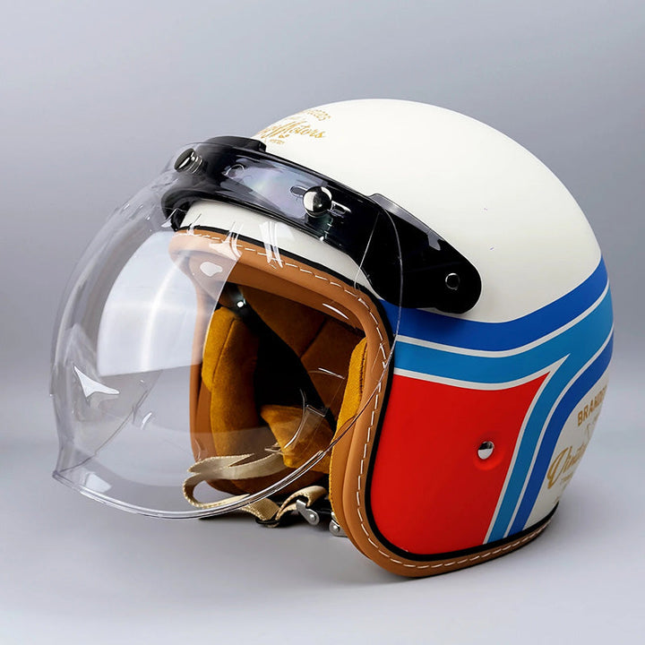 Unisex Motorsykkelhjelm Klassisk Stil Med Visirer