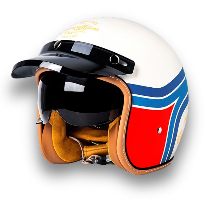 Unisex Motorsykkelhjelm Klassisk Stil Med Visirer