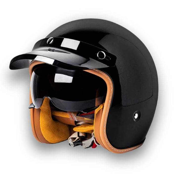 Unisex Motorsykkelhjelm Klassisk Stil Med Visirer