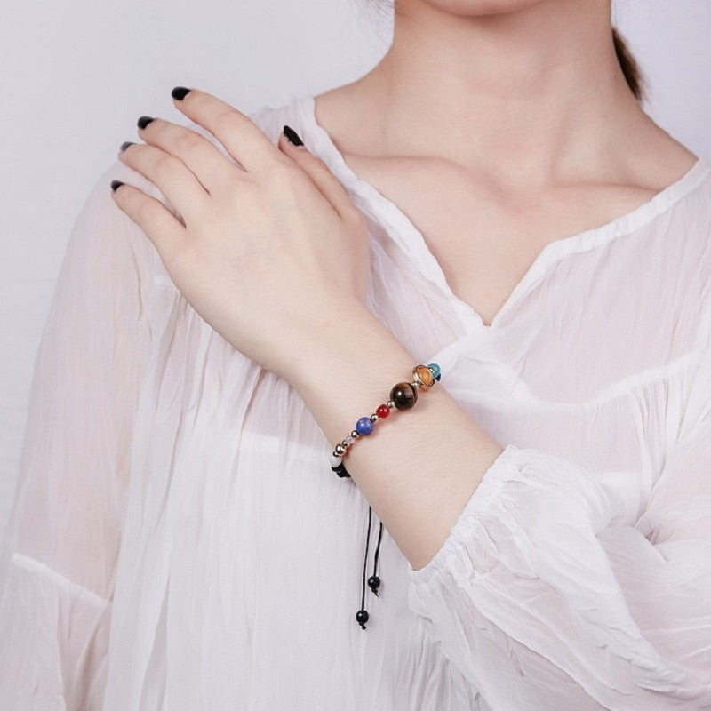 Unisex Solsystem Armband med Natursteiner