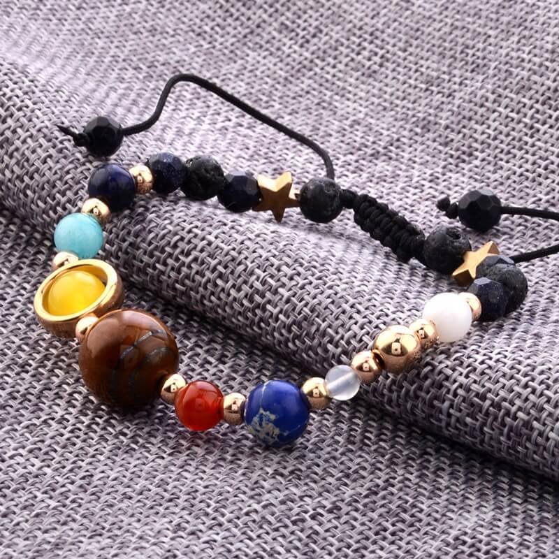 Unisex Solsystem Armband med Natursteiner