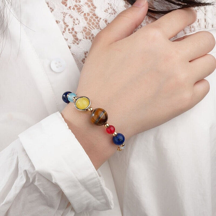 Unisex Solsystem Armband med Natursteiner