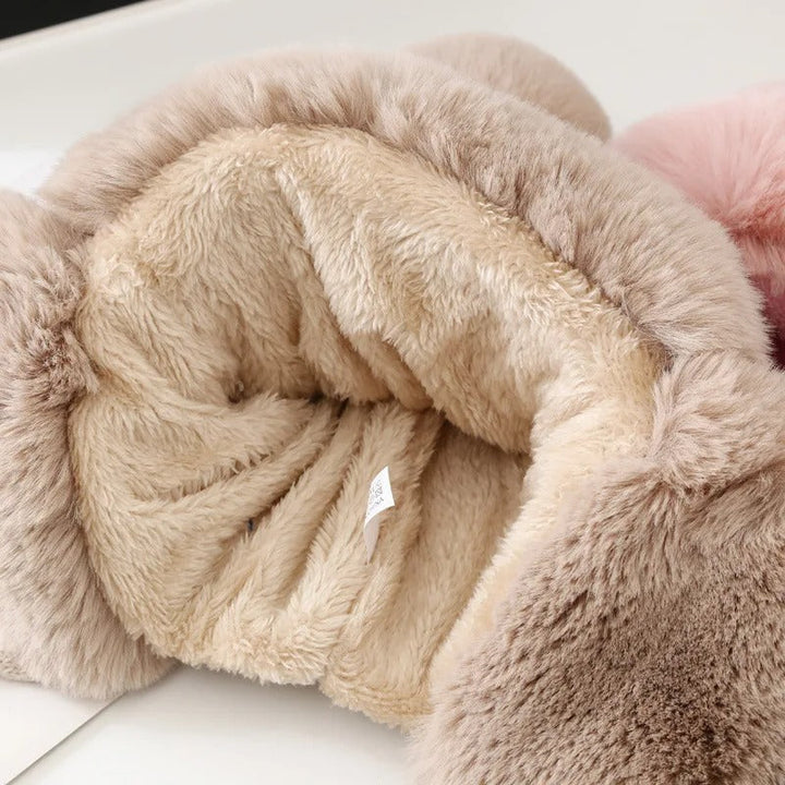 Unisex Vinter Trapper Mössa med Öronlappar och Pels Pompong