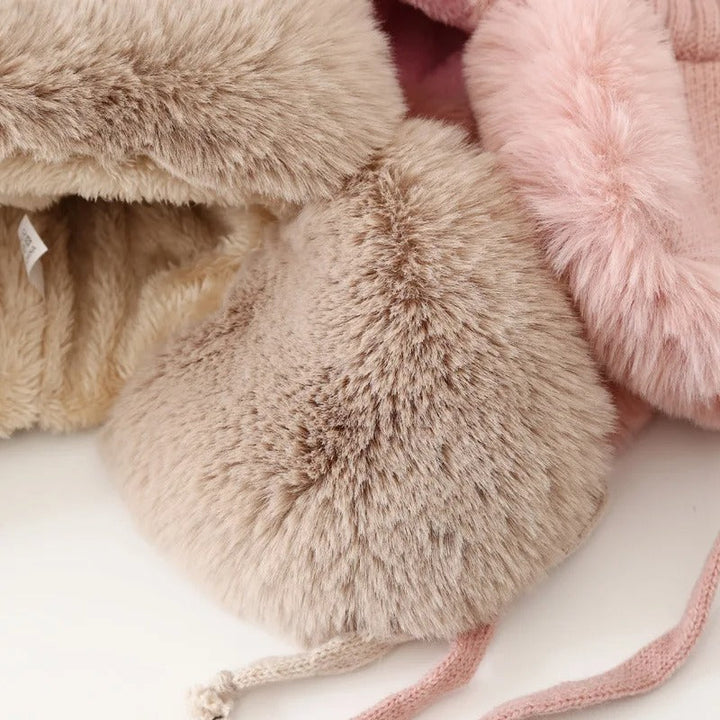 Unisex Vinter Trapper Mössa med Öronlappar och Pels Pompong