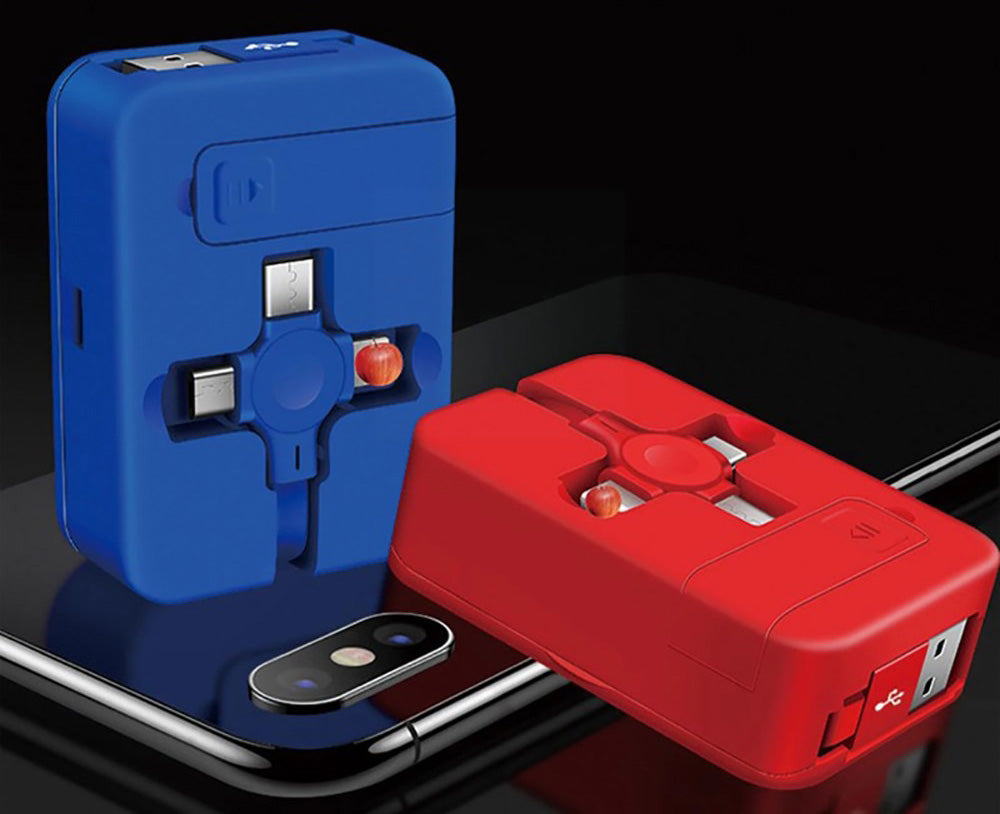 Universell 3-i-1 Teleskopisk Ladekabel med Telefonholder
