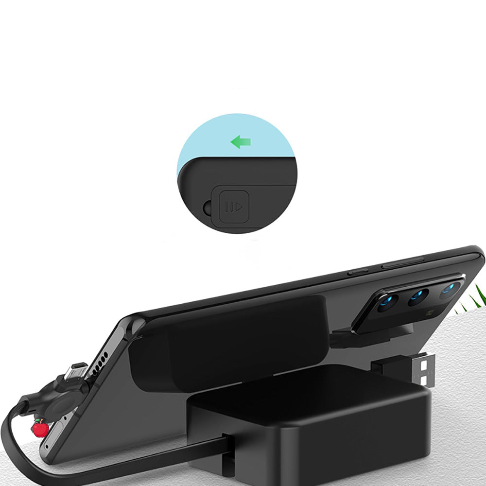 Universell 3-i-1 Teleskopisk Ladekabel med Telefonholder