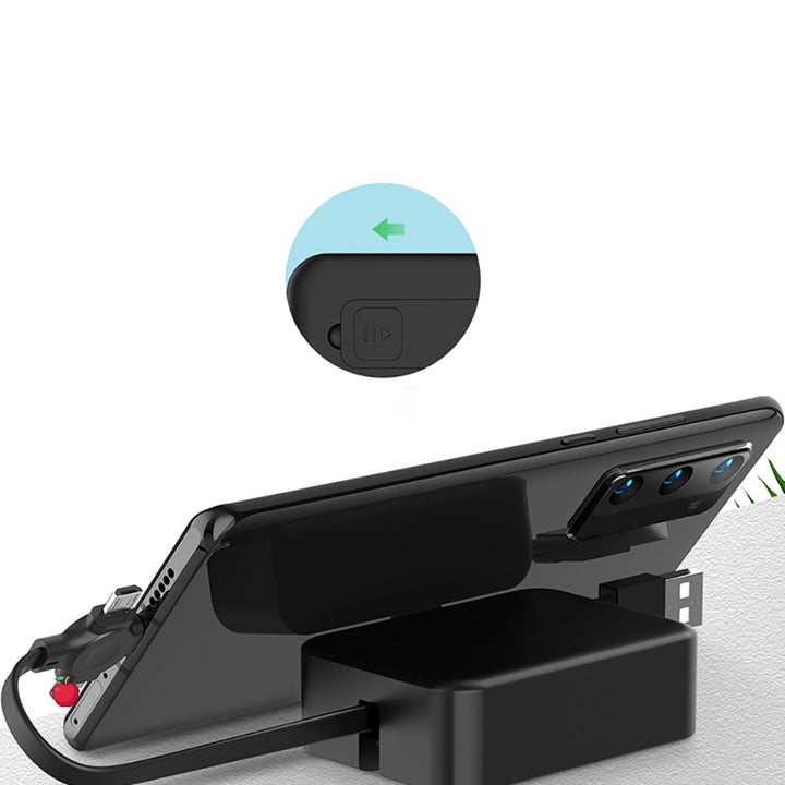 Universell 3-i-1 Teleskopisk Ladekabel med Telefonholder
